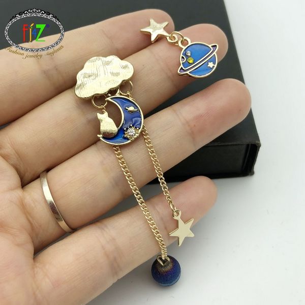 

f.j4z 2019 new earrings for women lovely cloud moon planet star charms drop earrings girls jewelry gifts anti-allergy, Silver
