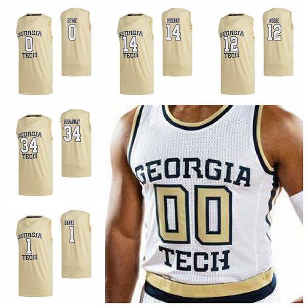 

georgia tech yellow jackets jerseys 3 evan cole jersey michael devoe 0 david didenko 14 jehloni james 24 college basketball jerseys custom, Black