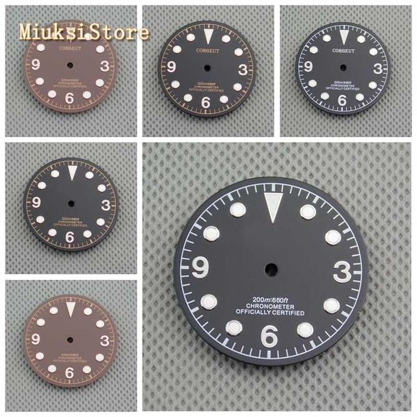 

corgeut 30.5mm black/coffee watch dial fit eta 2836 2824 miyota 8205/8215/821a mingzhu 2813/3804 movement