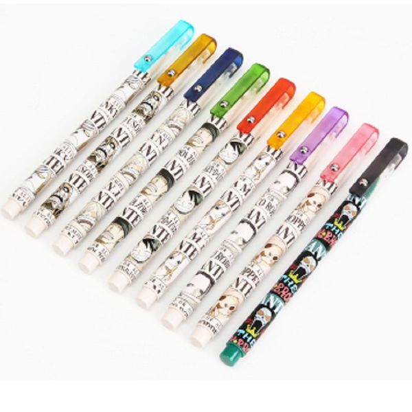 

10 pcs student gel pen 0.5mm cartoon creative pen office signature 9 kinds of appearance pattern writing black b2004