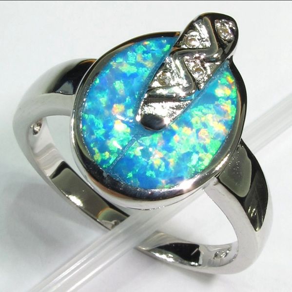 

shunxunze white cubic zirconia with blue opal rings jewelry & accessories for women dropshipping flash sale rhodium plated r159 size 6 7 9, Silver