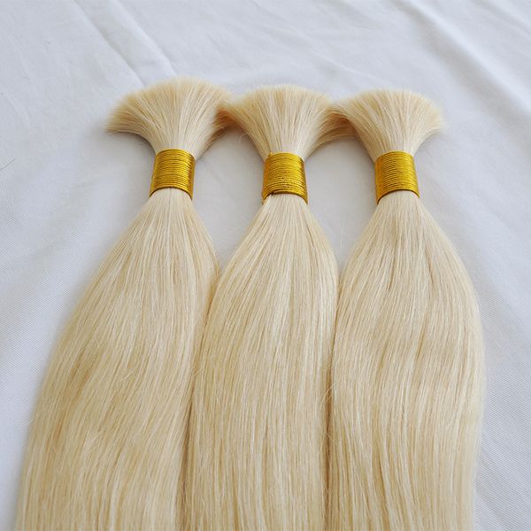 Estensioni dei capelli umani dell'onda diritta peruviana non trattata di alta qualità in massa senza trame a buon mercato 613 tessuto biondo sfuso per trecce