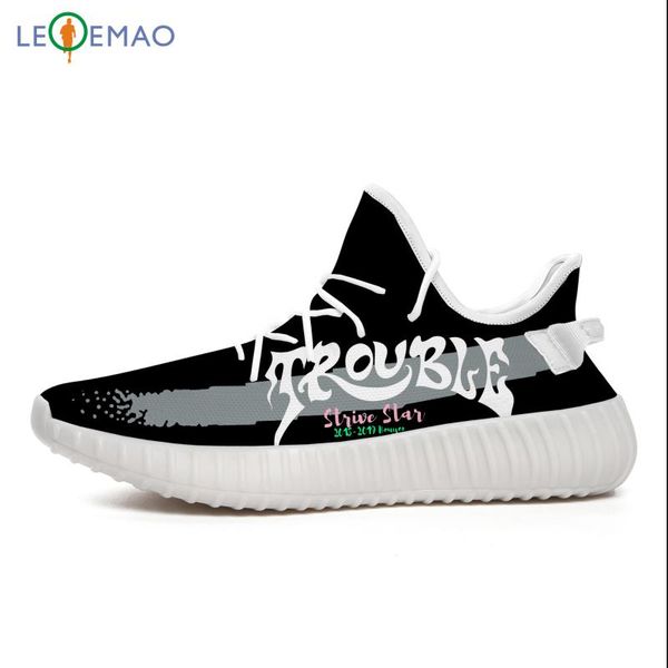 

leqemao walking shoes trouble heavy metal band custom s v2 mesh breathable sneakers shoes, Black