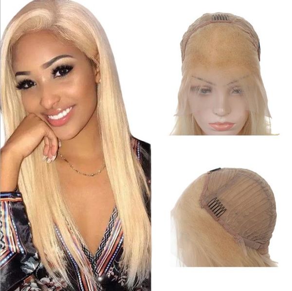

#613 long straight remy human hair 13*4 lace front wigs selling full head set 100% virgin brazilian hair fashion style adjustable cap, Black;brown