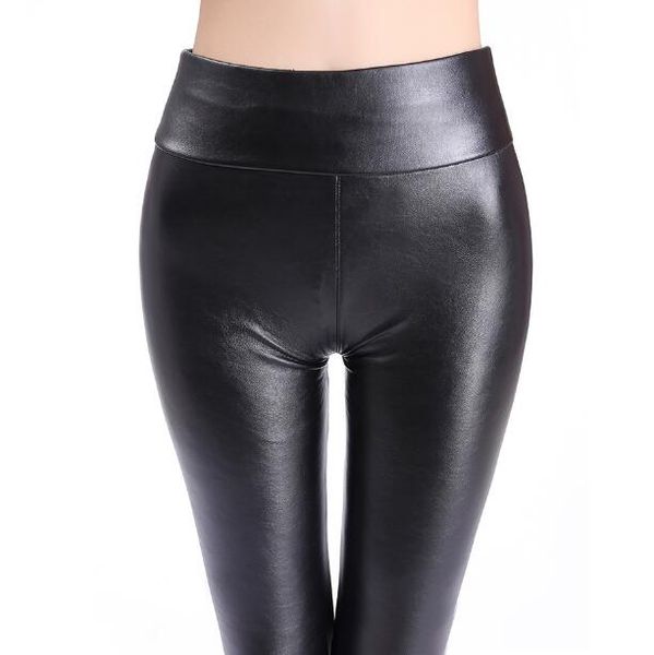 

2018 plus size leather leggings women high waist leggings stretch slim black legging fashion pu leather pants women ale
