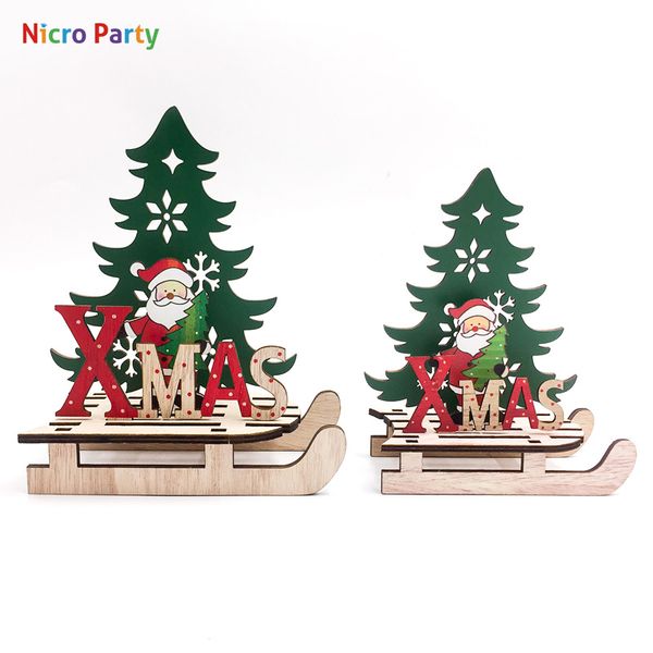 

nicro christmas tree wooden pendants diy santa claus snowman xmas deer ornaments christmas party decoration kids gift #chr59