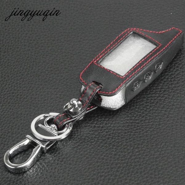 

jingyuqin keychain cover for original starline b9 b91 b6 b61 a91 a61 v7 c9 leather key case lcd car remote 2 way alarm new