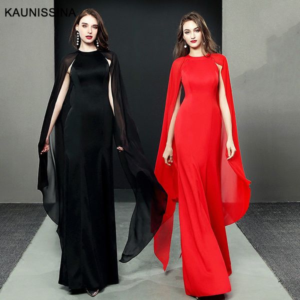 

kaunissina long evening dress elegant evening gown luxury long formal prom party dress vestido de soiree, White;black