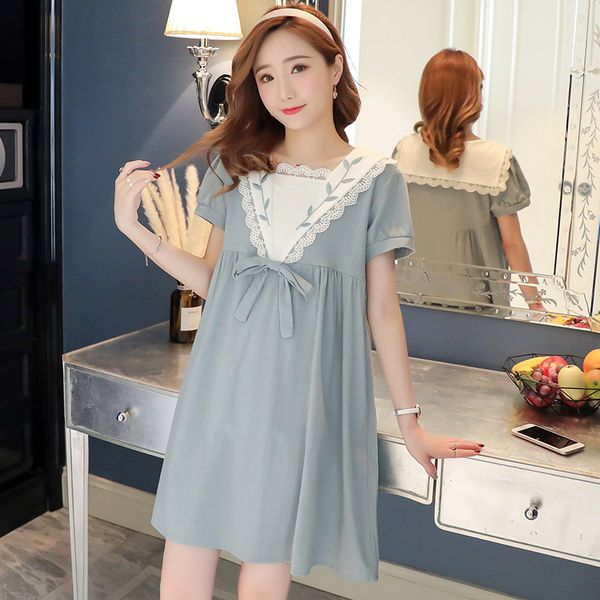 

2020 summer maternity dress hipster high waist slim loose cotton linen pregnant women's dress, White