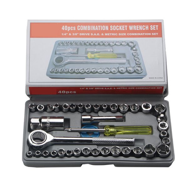 

40pcs automobile motorcycle tool set ratchet wrench puller arbor toolbox combination suit hardware car repair tools high-quality