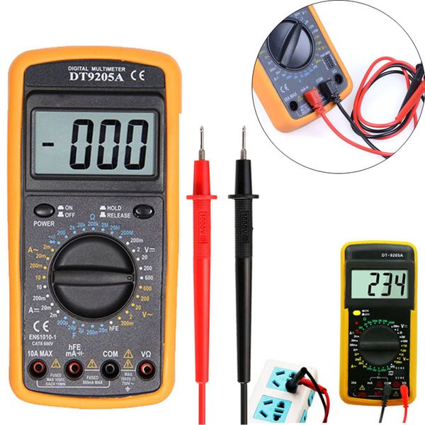 

1pcs lcd digital multimeter dt-9205a ac/dc current ammeter voltage resistance capacitance volt amp ohm meter with tester probe