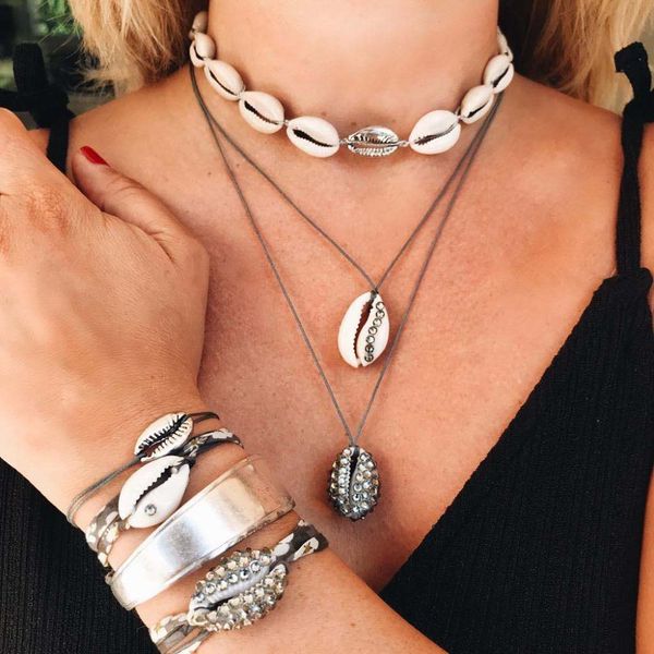 

artilady натуральная оболочка колье колье коллекция puka shell заявление ожерелье для летних женщин ювелирные изделия подарок, Golden;silver