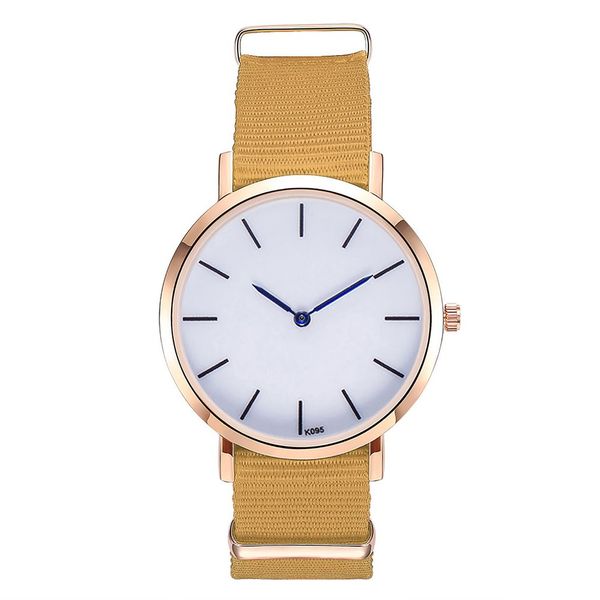 

luxury nylon strap quartz watch fashion men and woman watches quartz watch k095-me, Slivery;brown