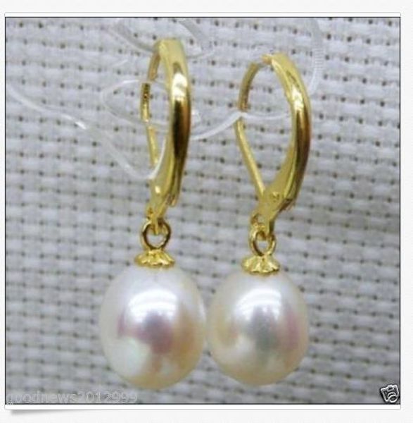 

new stunning a pair of 10-12mm natural white south sea pearl earring 14k gold, Silver