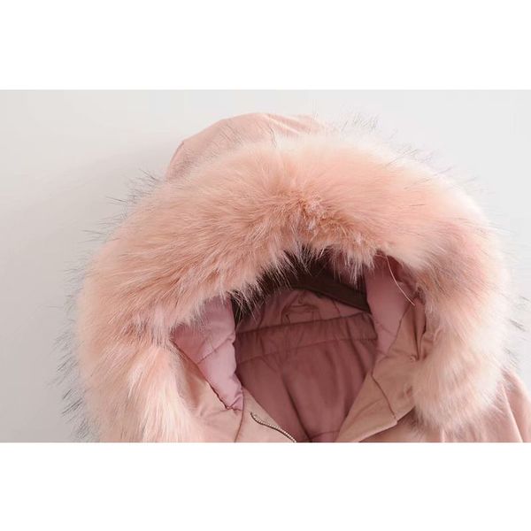 

women's pink long cotton temperament versatile thin warm coat, Black