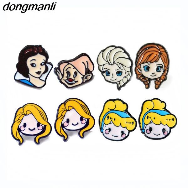 

p1366 dongmanli cartoon figure kids earrings for women gifts for girls stud earring jewelry accessories, Golden;silver