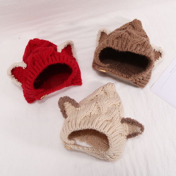 

new autumn winter kids knitted hats cartoon ear baby beanies boys girls babies kids skull caps headwear earmuffs children hats a598, Yellow