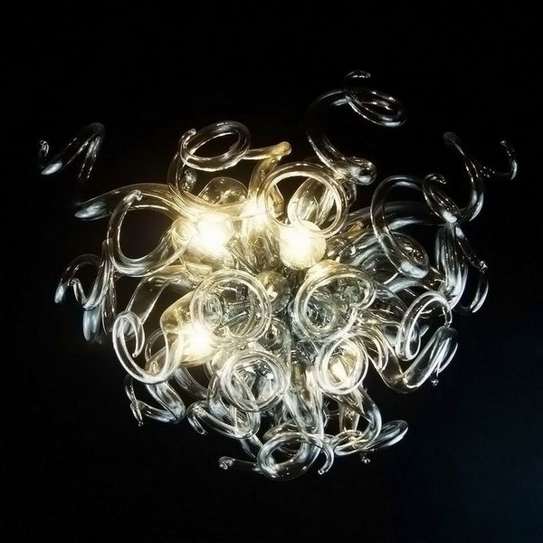 

clear blown glass mini chandelier light artistic decoration high hanging lamp chihuly style modern led