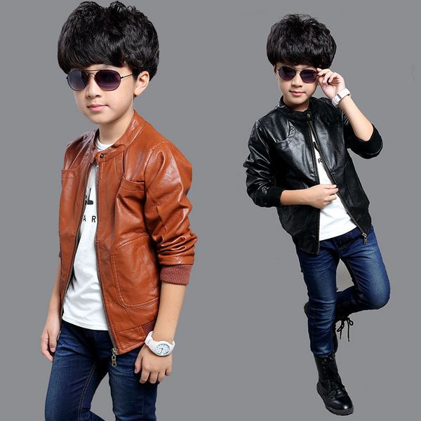 

2019 baby boys clothes jacket leather jacket for boys solid jacket boy spring kids teenage boy clothing 4-14 years autumn, Blue;gray