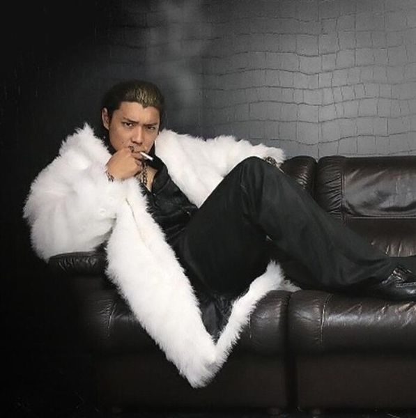 

autumn faux leather jacket mens winter thicken warm mid-length fur leather coat men loose jackets jaqueta de couro b116, Black