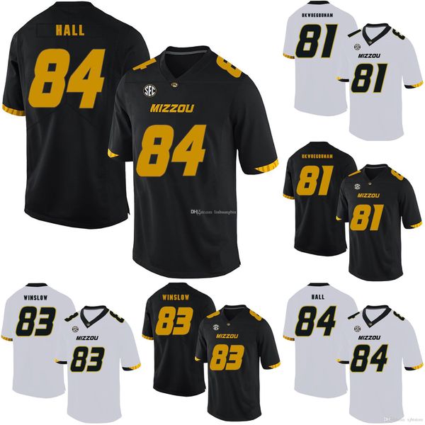 

kellen winslow stitched men's missouri tigers albert okwuegbunam emanuel hall white yellow black college football jersey