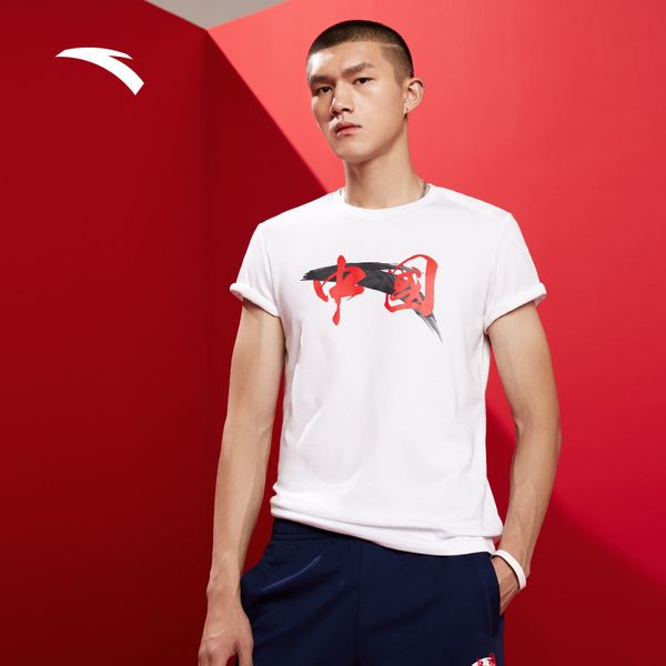 

anta short sleeve men's new chinese fashion casual sports bottoming t-shirt pullover in spring and summer 2020, Black;blue