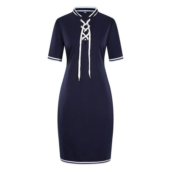 

casual dress stand collar with ribbon pencil dress fashion designer panelled dress 6xl womens summer, Black;gray