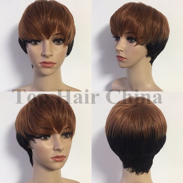 

hair china pixie cut brown black natural wigs short straight similar human hair wigs for black women full wigs fashion cool