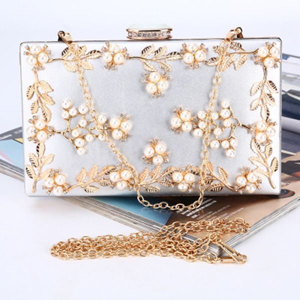 

evening bag flower imitation pearls wedding party dinner purse crossbody shoulder mini bag new