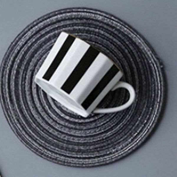 

6pcs round design table ramie insulation pad solid placemats linen non slip table mat kitchen accessories decoration home pad co