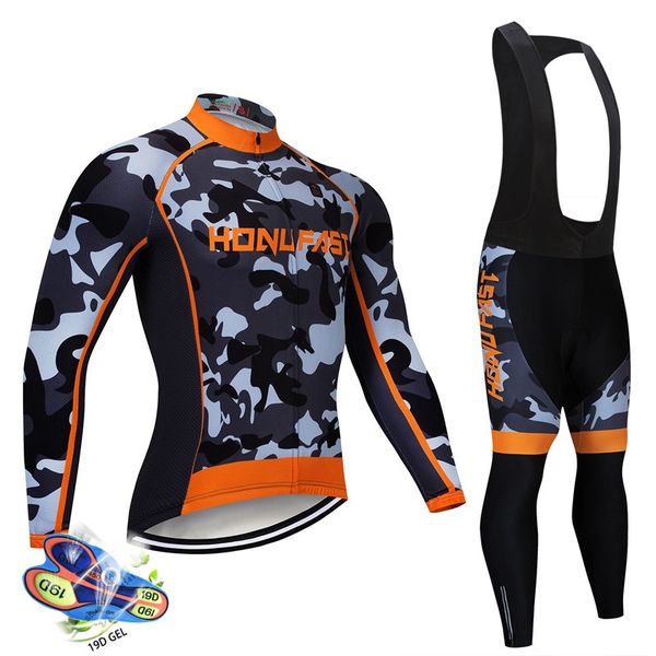 

2019 cycling jersey long sleeve breathable quick dry 19d gel pad cycling sets spring autumn clothing, Black;blue