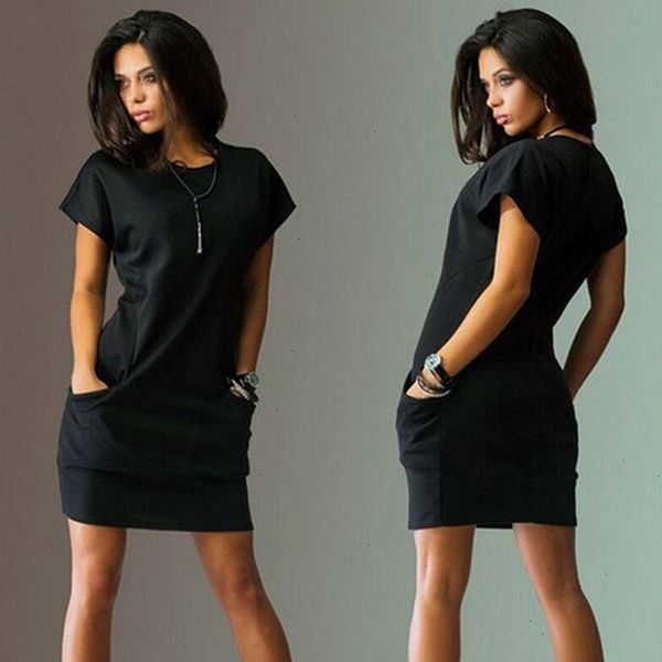 

womens sleeve women designer dresses summer clothes neck short vestidos dress dress pocket female solid office lady work o women daxec, Black