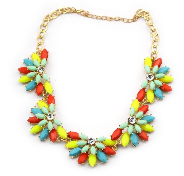 

новой мода позолоченных смол драгоценного кристалла цветок choker ожерелье регулируемый, Golden;silver