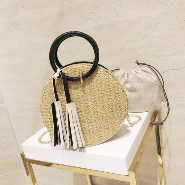 

women's bag fashion small round bag straw shoulder simple chain messenger small tide wild