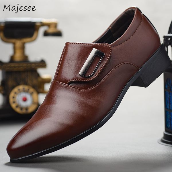 

men's dress shoes slip-on trendy classic all-match breathable non-slip men british style soft bottom party simple, Black