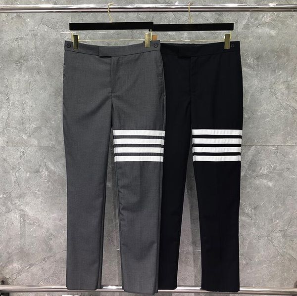 

2020 fashion tb brand pants men casual suit pants men's business striped spring and autumn straight formal trousers ins, White;black