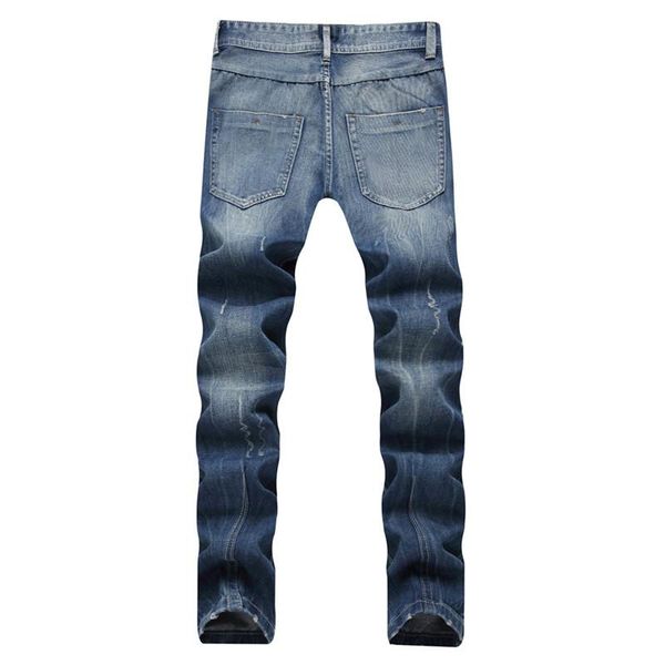 

light blue straight long men jeans mid waist regular washed zipper fly mens jeans male apparel