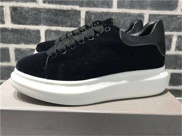 

mens women casual shoes fashion luxury designer sneakers lace-up walking shoes grey suede leather platform sneaker l14, Black