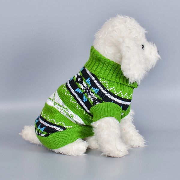 

knitted sweater dark green square sweater dog puppy sweater jumper apparel clothes winter warm knitwear crochet cloth