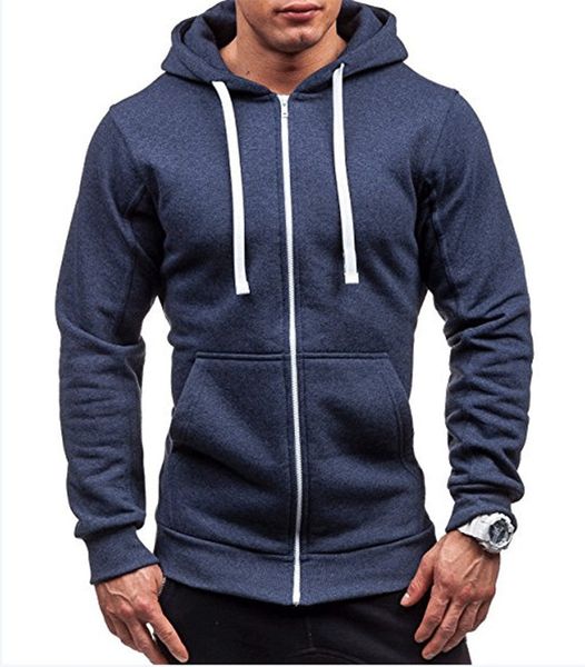 

designer cardigan mens hoodies zipper fleece thick warm pure color teenager streetwear hooded casual mens clothes, Black