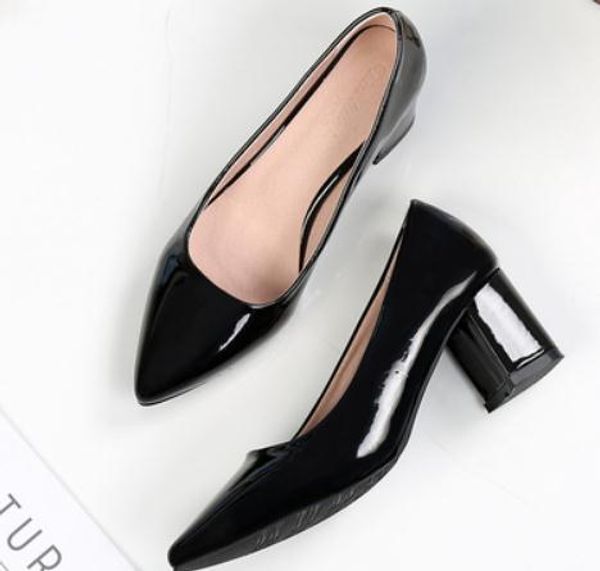 

2019 women's shoes in spring and autumn with new style high heel coarse heel pointed end#147, Black