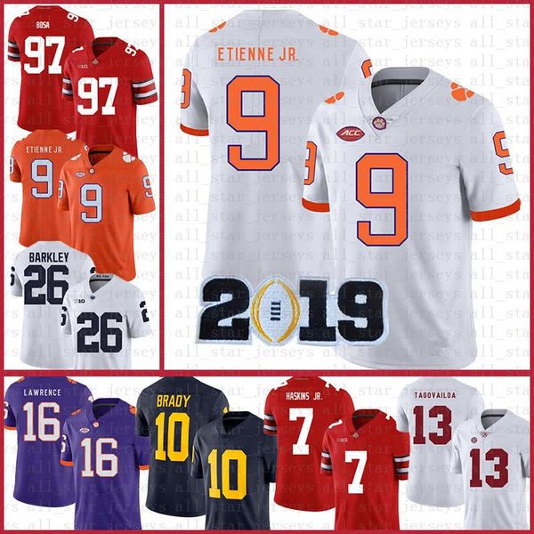 

clemson tigers american football jersey 16 trevor lawrence 9 travis etienne jr. sports wears ncaa jerseys 10 tom brady, Black;red