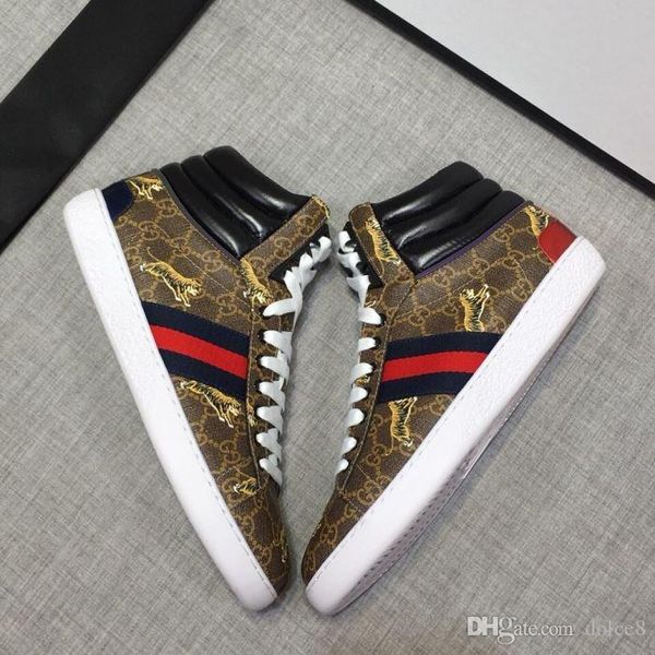 

mens designer shoes gucci ace stripe high-black leather sneakers tiger men platform sneaker casual shoes high quality
