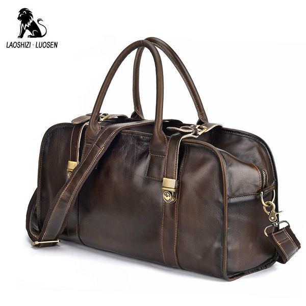 

fashion men's travel bags soft genuine leather handbags for men large-capacity portable shoulder bags luggage weekend bag