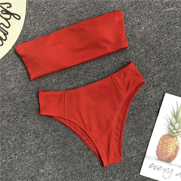 

women solid swimsuit high waist bikini set maillot de bain feme bathing suit biquini, White;black