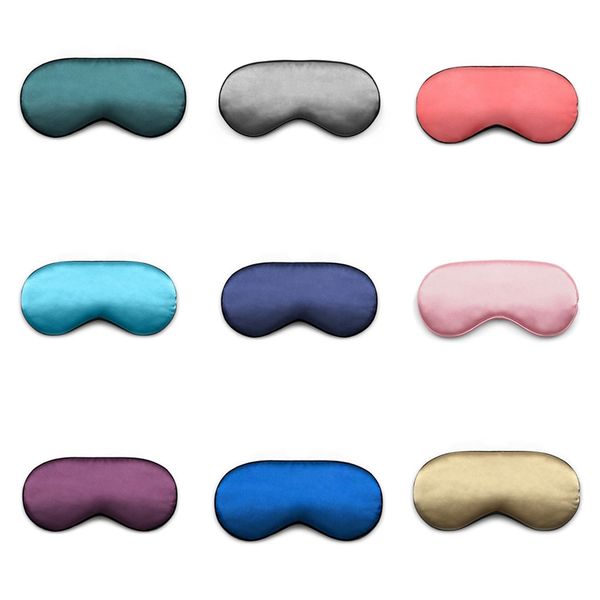 

1pc pure silk sleep eye mask padded shade cover travel relax aid blindfold shades helper 12 colors