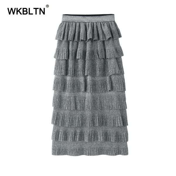 

pleated skirt women high waist solid color shiny silk half length elastic skirt 2020 spring summer vintage midi skirt, Black