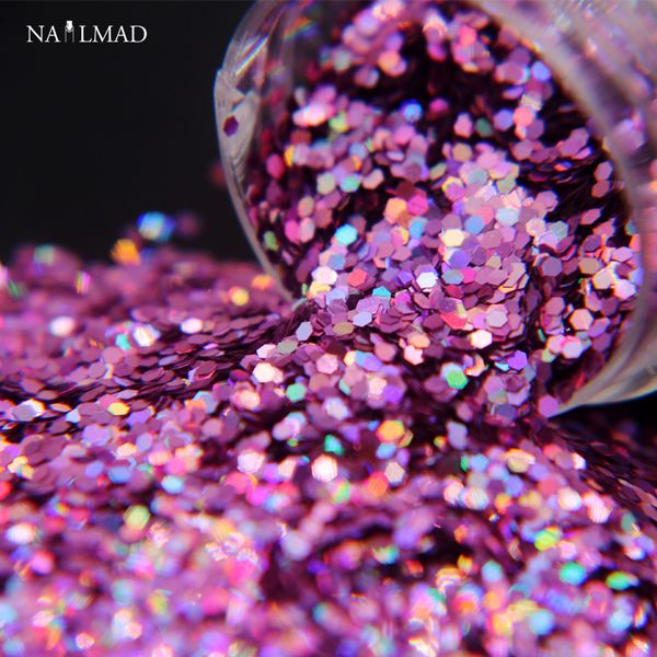 

1box holo pink nail glitter mixed glitters laser hexagon nail sequins art glitter sparkles powder dust, Silver;gold