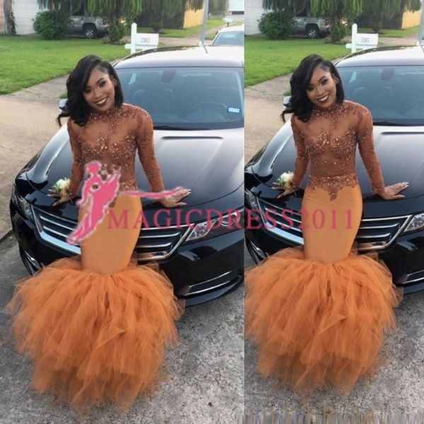 

2019 tunning equined long evening dre e high long half leeve mermaid floor length tulle formal gown prom dre