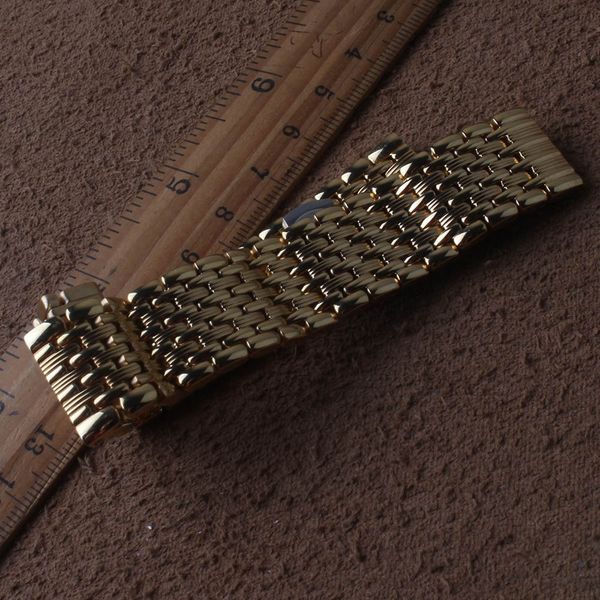 

18mm 20mm 22mm stainless steel gold watchbands wristwatch band butterfly clasp replacement metal strap solid link bracelet gold, Black;brown